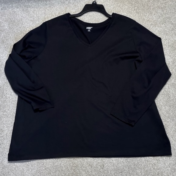 Lands' End Black Vee-Neck Long Sleeve Cotton Tee-Shirt Size Plus 3X - Picture 1 of 5